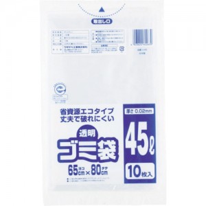 WATANABE U-45 日本渡边　透明ゴミ袋（再生原料タイプ）４５Ｌ　（１０枚入）