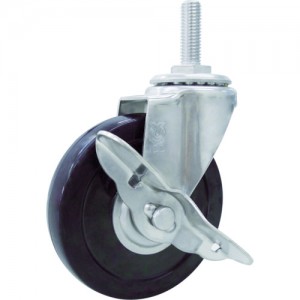 TRUSCO 100-SUSD-S 日本中山　ねじ込み式ステンレス製導電性ゴムキャスター１００パイ自在Ｓ付