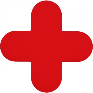 GREEN CROSS 403033 緑十字　路面表示ステッカー　十字型　赤　１５０×１５０ｍｍ　１０枚組　ＰＶＣ