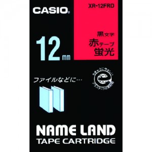 卡西欧 CASIO XR-12FRD カシオ　カシオ　ネームランド用蛍光赤色テープに黒文字１２ｍｍ