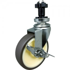 哈玛脚轮 日本锤牌 HAMMER CASTER 3152EN-UB125-BAR01 ハンマー　ＳＵＳ　パイプ外径３８ｍｍ用差込　ＳＰ付　ウレタンＢ車　１２５ｍｍ