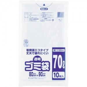 WATANABE U-70 日本渡边　透明ゴミ袋（再生原料タイプ）７０Ｌ　（１０枚入）