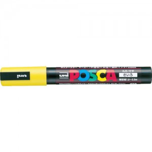 UNI PC5M.2 日本三菱铅笔　水性顔料マーカー　ポスカ　中字丸芯　黄
