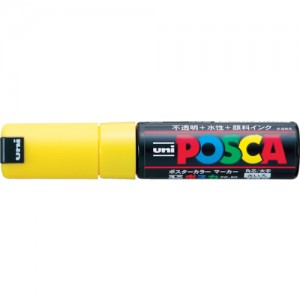 UNI PC8K.2 日本三菱铅笔　水性顔料マーカー　ポスカ　太字角芯　黄